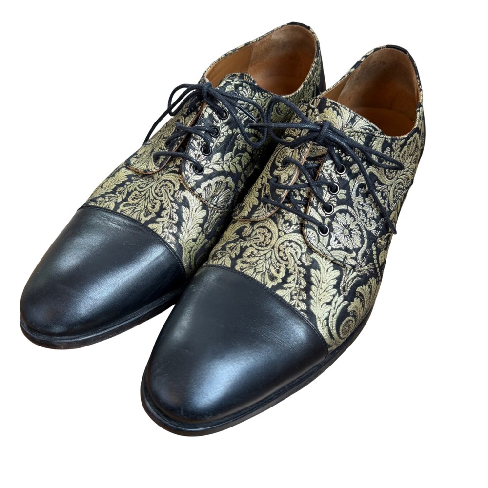 Taft The Jack Shoe Eden Noir Dress Shoes Men's EU 45 (US 12) Black Gold Jacquard